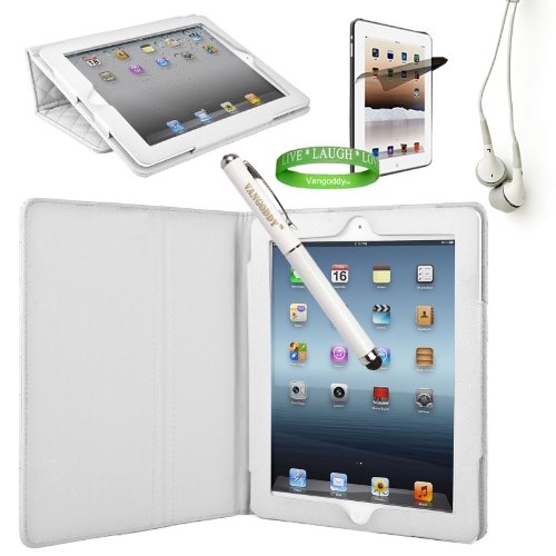 White Padded iPad Skin Cover Case Stand Screen