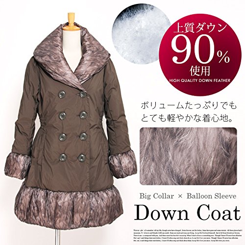 【カーキ　11R】【上質ダウン９０％!!!】とっても軽い♪ファープリントBIGカラーリアルダウンコート【アウター】◆KO-