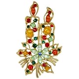 Gold Plated Christmas Candles Pin Brooch