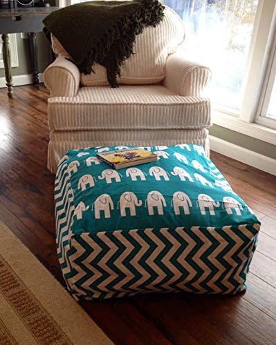 Turquoise Elephant Floor Pillow Cover Only