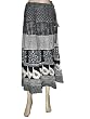 Indian Designer Cotton Skirt Black and White Floral Block Print Womens Circular Tie Skirt