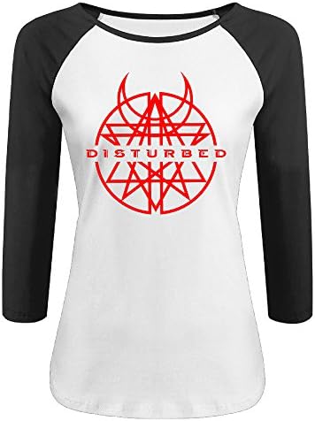 Women Disturbed - Warning Sign Casual Round Neck Plain Raglan T Shirt 3/4 Sleeve
