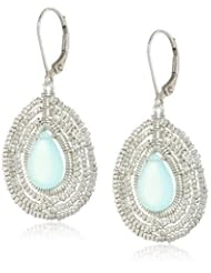 Dana Kellin Peruvian Opal Faceted Chalcedony Surrounded By Hammered Silver Beads Earrings