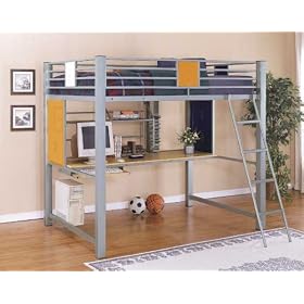 Full Size Loft bunk Bed in Silver Finish - Teen Trends Collection by Powell Furniture