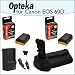 Opteka Battery Pack Grip / Vertical Shutter Release With 2 Opteka LP-E6 2400mAh Ultra High Capacity Li-ion and Rapid Charger for Canon EOS 60D Digital SLR Camera