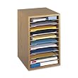 Safco Products Vertical Desk Top Sorter - 11 Compartment, Oak (9419MO)