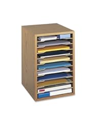 Safco Products Vertical Desk Top Sorter - 11 Compartment, Oak (9419MO)