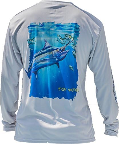 FISH NATION-High Performance - Dri Fit UPF 30+ Mens Long Sleeve Fishing Shirt