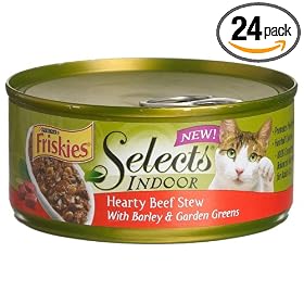 Friskies Selects Indoor Cat Food with Garden Greens, 5.5-Ounce Cans (Pack of 24)