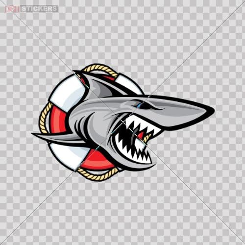 Sticker Shark Lifesaver R Size: 4 X 2.6 Inches Vinyl color print