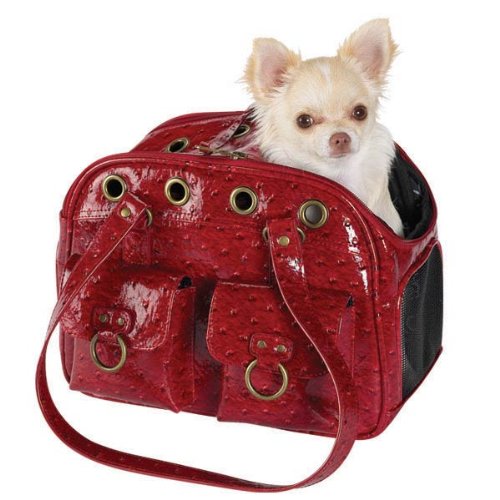 Teacup Pet Dog Cat Pet Carrier Faux Ostrich for Pets Under 5 Lbs