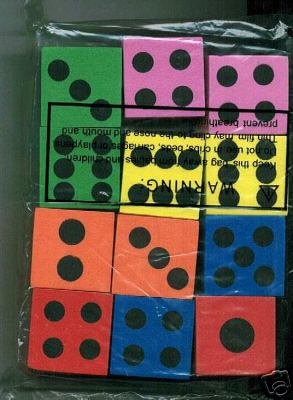~ 12 ~ Foam Dice ~ 1.5 Inch ~ Games Math Teaching ~ NEW On Sale
