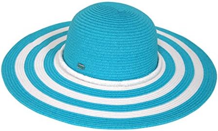 HBY Miami Wide Brim Toyo Braid Sun Hat-Blue-O/S