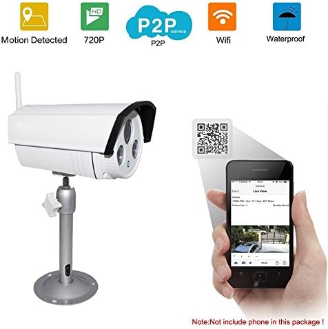 Smartiscam Wifi Camera 720P HD CCTV Wireless IP Network Camera Home Surveillance Indoor/ Outdoor Monitoring IR Bullet Security Camera HD for Iphone, Android Smartphone, Tablet or PC