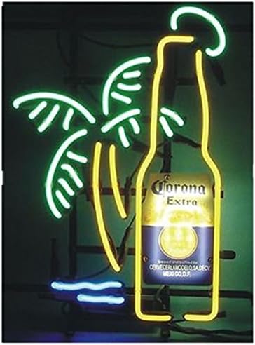Corona Extra Bottle Palm Tree Real Glass Neon light Sign Beer Bar Pub Store Club Garage Home Party Light Display 1714 Inches