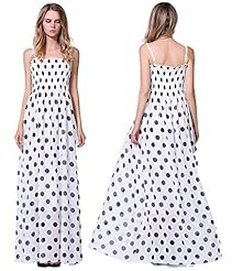 Plus Size Spaghetti Strap Chiffon Polka Dot Print Evening Dress/Party Dress/Wedding Dress/Maxi Dress 