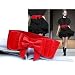 Lady Waist Wide Elastic Fashion Belt Features Flower Detail - Red 