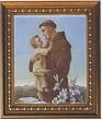 Saint Anthony in Wood Frame with Golden Trim, 11.25" x 13.25" - MADE IN ITALY