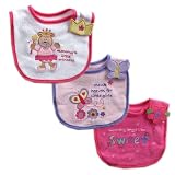 Luvable Friends 3-Pack Side-Closure, Applique and Embroidery Baby Bibs