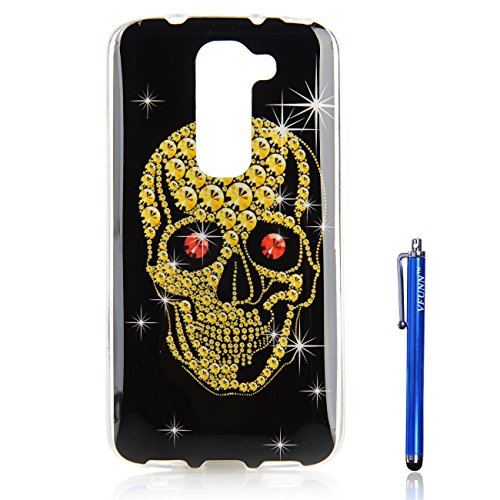 LG G2 Mini Case,Vfunn Premium TPU Gel Scratch Resistant Funny Cartoon Case Cover for LG G2 Mini (Not for LG G2) with 1 Screen Protector 1 Stylus Pen (G2 Mini TPU Case) (Skull)
