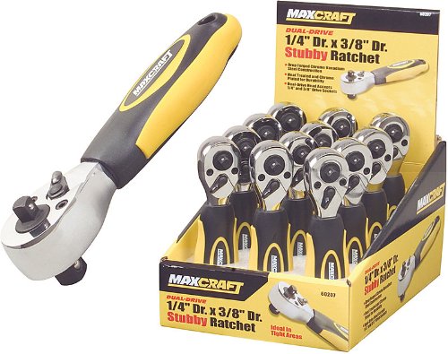 MAXCRAFT 60207 1 4 Inch Drive by 3 8 Inch Drive Dual Drive Stubby Ratchet