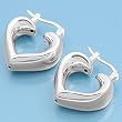Sterling Silver Plain Hoop Earrings - Heart-Shaped - 18 mm x 9 mm
