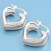 Sterling Silver Puffed Heart Shaped Fancy Huggie Hoop Earrings 9MM X 18MM