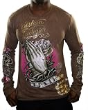 CHRISTIAN AUDIGIER Ed Hardy Praying Hands Mens Long Sleeve T-Shirt