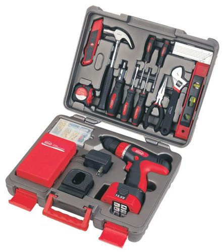 Apollo Precision Tools DT1273 - 56 Piece Household Tool Kit with 14.4 V Cordless Drill