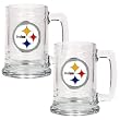 Pittsburgh Steelers 2pc 15oz Glass Tankard Set- Primary Logo NFL Football