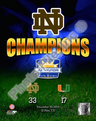 Notre Dame Fighting Irish Sun Bowl Champions - NCAA 8x10 Photo