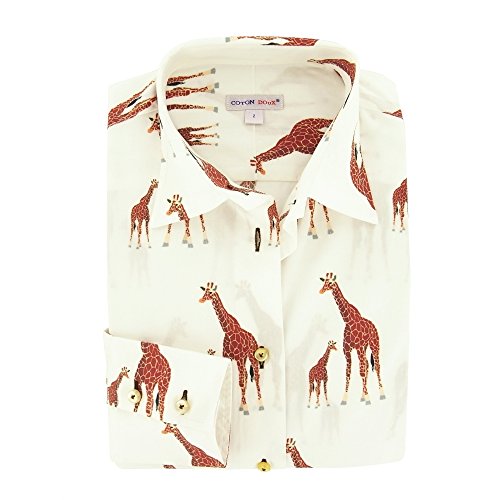 (コトンドゥ) Coton Doux レディースシャツ L51ADgirafes レディス 婦人 長袖 カラー 大人 カジュアル 柄 シャツ ブラウス ファッション デザイン イタリア フランス