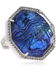 Judith Jack "Blue Maldives" Sterling Silver, Blue Abalone and Swarovski Marcasite Ring