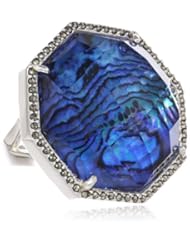 Judith Jack "Blue Maldives" Sterling Silver, Blue Abalone and Swarovski Marcasite Ring