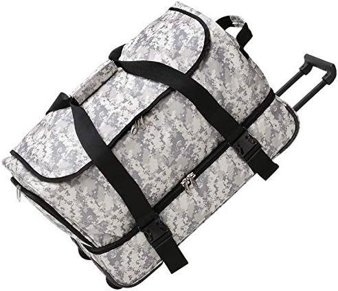 Digital Camo 24'' Rolling Duffle Trolley Bag Wheels Luggage Cart Wet Sack Gear