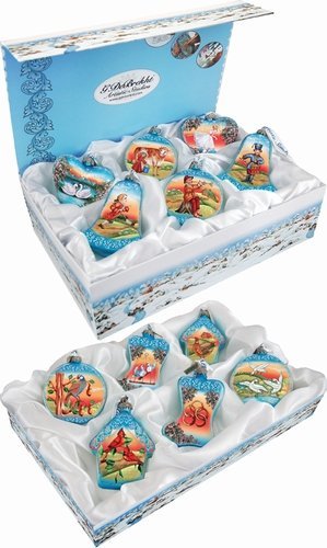G. Debrekht 12 Days of Christmas Ornaments, 3-Inch, Set of 12