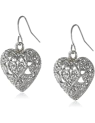 Silver Tone Vintage Inspired Hearts Earrings
