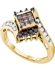 0.75CTW COGNAC DIAMOND LADIES INVISIBLE RING