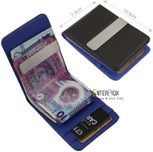 Mens Faux Leather Silver Money Clip Slim Wallets Black Id Credit Card Holder Bk