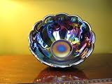 Large Cherry & Cable Scalloped Purple Carnival Glass Centerpiece Bowl
