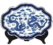 Blue and White Dragon Plate / Tray - porcelain