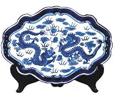 Blue and White Dragon Plate / Tray - porcelain