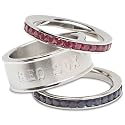 Boston Red Sox Logo Crystal Stacked Ring Set