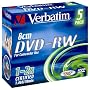 Verbatim DVD-RW 8cm 2x Speed 1,46GB Scratch Resistant / Hardcoated 5er Pack Jewel Case DVD-Rohling