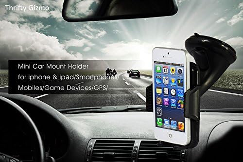 Car Phone Mount, Grips Effortlessly Secure Mobile Devices Firmly, Easy to Install & Release on Windshield, Fits All Cell Models Including iPhone 6 Plus, Galaxy, HTC One, Cradle Smart Phone as GPS
