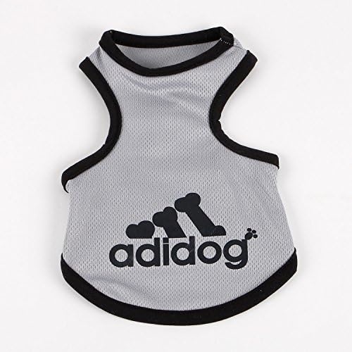 Commoditier Adidog Tank T-shirt Top Dog Dresses for Chihuahuas Clothing for Dogs Large Summer Dog Outfits (Grey, L)