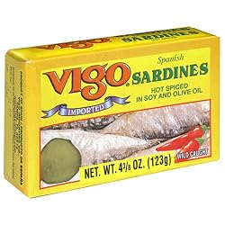 Vigo Hot Spiced Sardines, 4.375-Ounce Cans (Pack of 10)