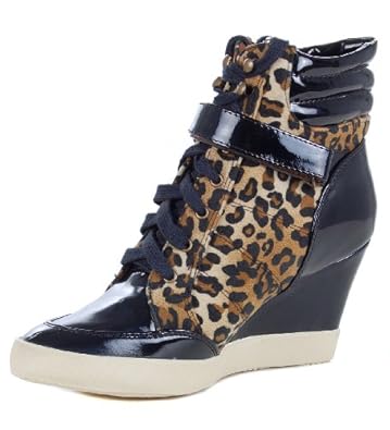 Damen Leopard-Print Sneaker Wedge High Top Fashion Schue Schwarz 39 ...
