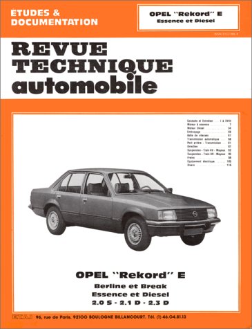 Revue technique de l'Automobile : Opel Rekord E, essence et diesel,  2 .0 S,  2 .1 D,  2. 3 D,  Berline et break