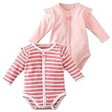 (ニッセン) nissen 女児長袖ボディスーツ２枚組（総柄＋無地） ピンク系＋ピンク 身長70cm